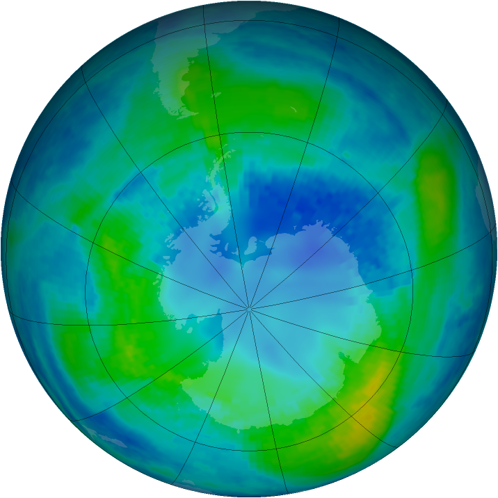 Antarctic ozone map for 18 April 2004